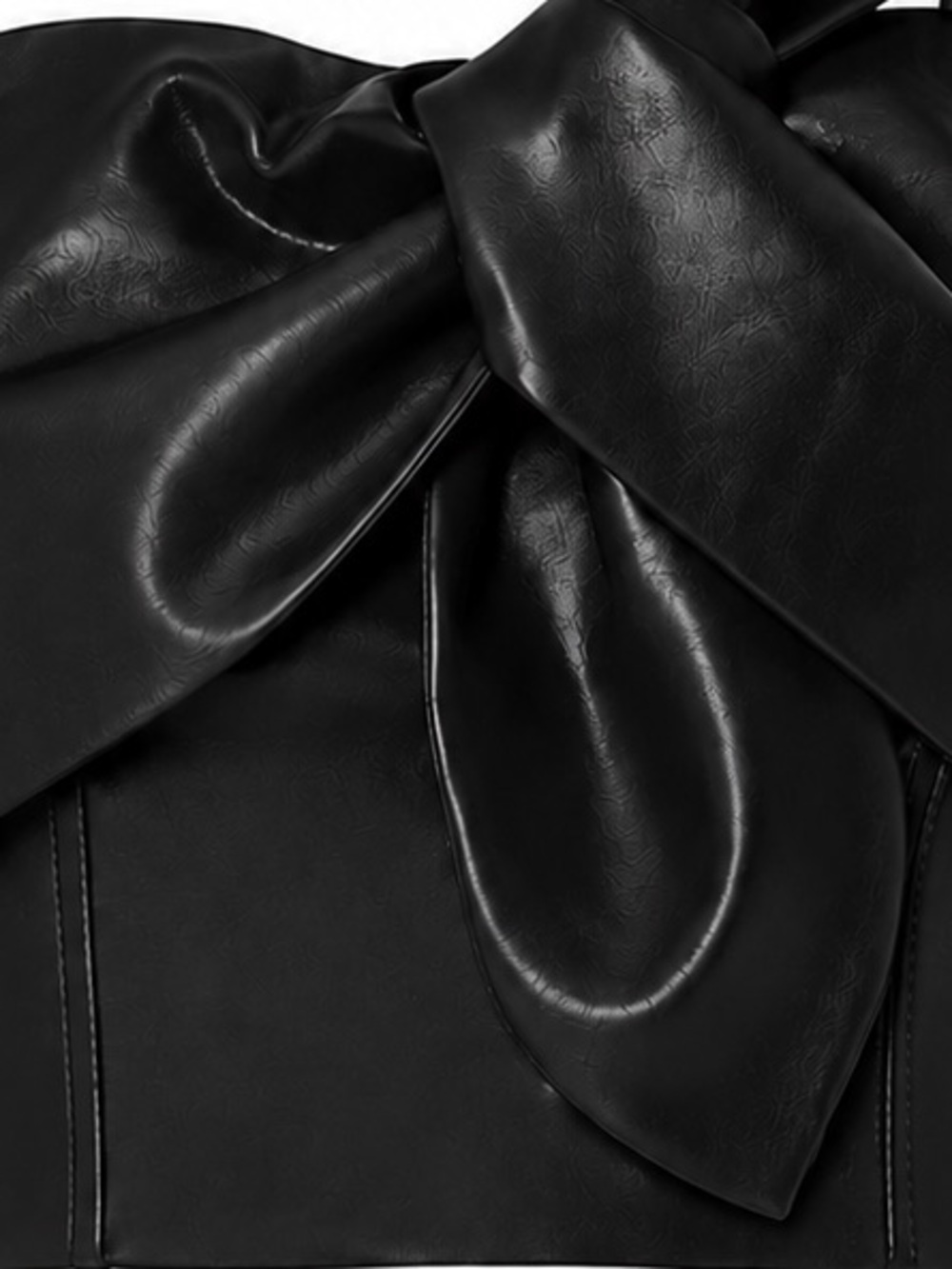 MILLY Black Vegan Leather One Shoulder Bow Crop Top Faux Leather Bustier Size S - Picture 10 of 10